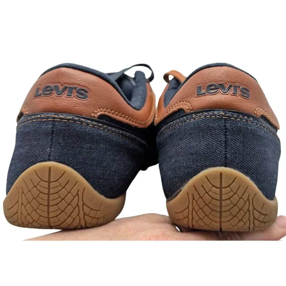 Levi's Navy Blue Tan Canvas Sneaker Size Mens 9